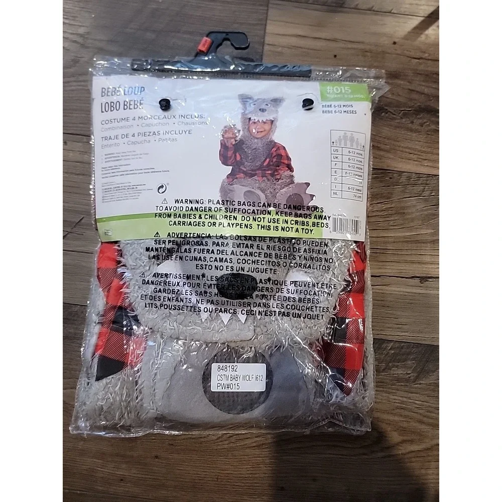 amscan Infant Big Bad Wolf Costume, 6-12 Months, 4 Pcs.,‎ Plush